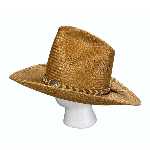 American Hat Co Bushwhacker Straw Hat Size 7 Western Made In Houston Texas USA - Picture 4 of 16